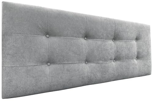 DHOME Gepolstertes Kopfteil ACUALINE 8cm Dick - Stoff und Kunstleder für Betten (Stoff Grau, 145cm für 120/135/140)