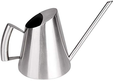 Hemoton Edelstahl Gießkanne Metall Gießkanne mit Langer Ausguss Edelstahl Blumen Gießkanne mit Komfortgriff für Zimmerpflanze Büro Balkon Sukkulenten Garten 900ml Silber