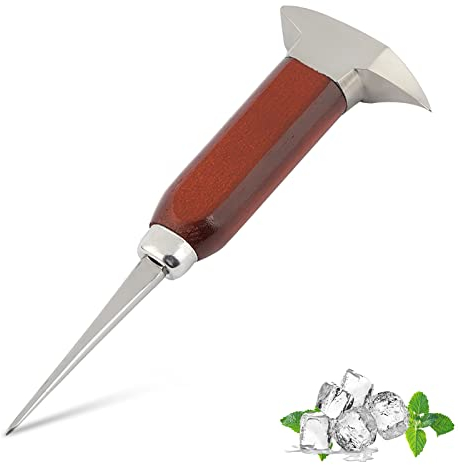 Ice Pick 6.7 inch Ice Hammer Pick Crusher Wooden Handle Punch Stainless Steel Icecream Pick Tool for Bars Kitchens Camping