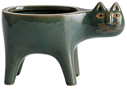 Hilai Blumenübertopf, Indoor Töpfe für Pflanzen, Keramik Sukkulente Topf Katze Form Behälter Blumentopf grüne Hauptdekoration