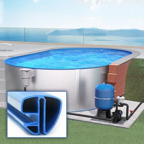 Ovalpool 490 x 300 x 120 cm I Starter Set I Poolfolie blau 0,8 mm I Filteranlage I Spezial Handlauf I 4,9 x 3 x 1,2 m