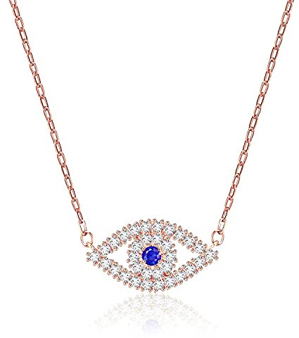 Apsvo Dainty Evil Eye Necklace, Silver/Gold/Rose Gold Protection Jewelry for Women Trendy Jewelry, Brass, No Gemstone