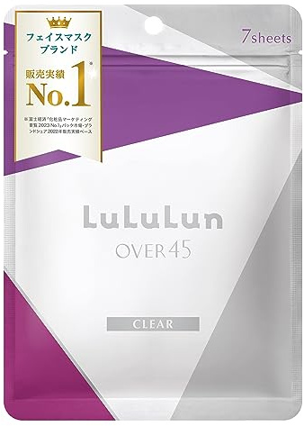 Lululun Over 45 Clear Tuchmaske - Anti-Aging, Feuchtigkeitsmaske Gesichts mit Glaspeptiden für reife Haut - Straffende, aufhellende japanische Gesichtspflege für den täglichen Gebrauch (7 Blatt)
