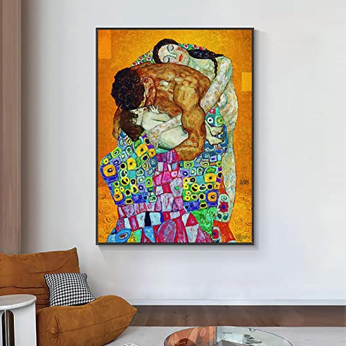XIANGPEIFBH Abstrakte Klassiker von Gustav Klimt Familie Malerei auf Leinwand Moderne Poster und Drucke Wandkunst Bild Wohnzimmer Dekor 40x60cm (16x24inch) Ungerahmt
