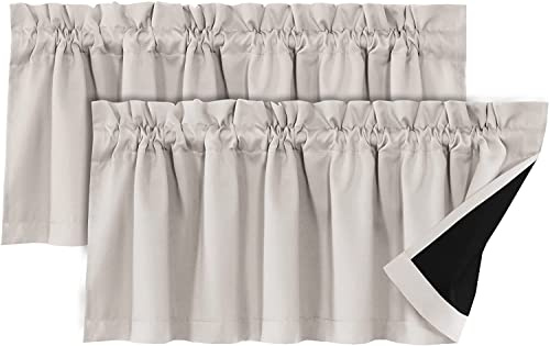 LINFKY Tende corte Mantovana, Termoisolate Tende Piccole per Finestre della Cucina, Tenda Corta per Il Bagno per La Finestra del Camera da Letto, 132x46cm (Stone,2)