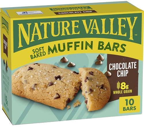 Nature Valley Soft Baked Muffin Bars, Chocolate Chip, Snack Bars, 10 Bars, 12.4 oz