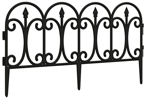 vidaXL 17x Bordures de Pelouse Bordures de Jardin Clôtures de Pelouse de Patio Bordures de Gazon Herbe Parterre Allée Extérieur Noir 10 m PP
