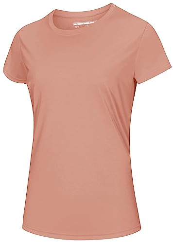 MAGCOMSEN Women's Short Sleeve Shirts UPF 50+ Summer Outdoor Performance Tops Breathable Workout Running T-Shirt Apricot