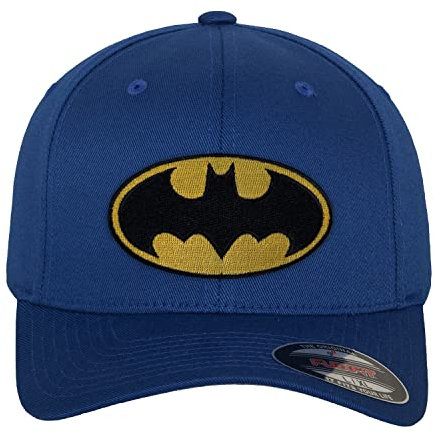 BATMAN Offizielles Lizenzprodukt Logo Premium Flexfit Cap (Blau), Groß/X-Large