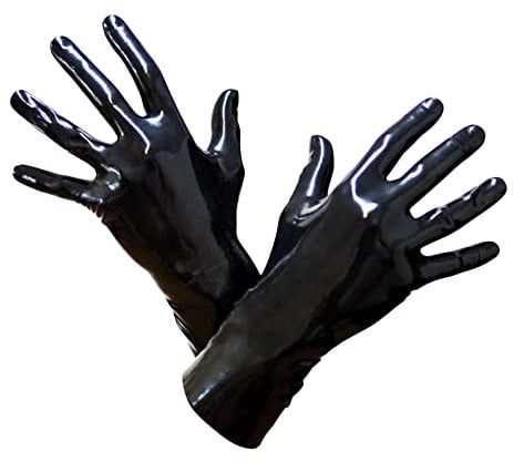 TOYLIE Schwarze nahtlose Latexhandschuhe, XS-XL – Fetisch Outfit – Paar | 0,5 - 0,7mm, Made in Germany