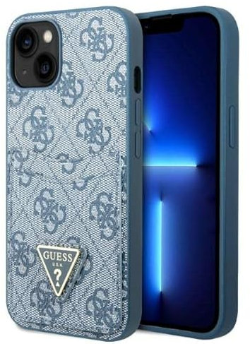 Guess GUHCP13SP4TPB Hülle für iPhone 13 Mini 5,4 blau/Blue hardcase 4G Triangle Logo Cardslot