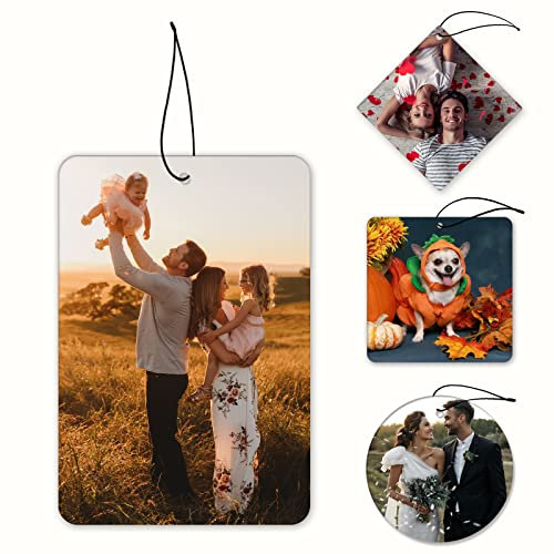 Personalisierte Lufterfrischer für Autos, Personalisierte Foto-Lufterfrischer, maßgeschneiderte Lufterfrischer für Autos, doppelseitiger Druck, ideal für Familie und Geschenke