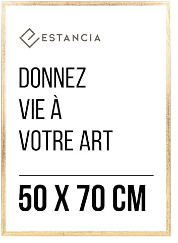 Estancia Cadre en Bois Doré 50x70 cm | Art Mural Photo de Portraits Modernes 70x50 cm Couleur Or