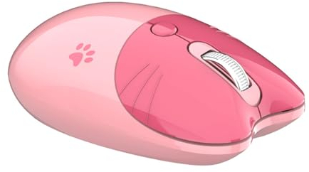 Wireless Cat Mouse, 1000 1200 1600 3 Levels DPI 2.4G Wireless Silent Mouse for Girls Mice with USB Receiver Cat Theme Mouse for Computer Laptop (Sakura Pink)