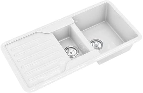 Liquida ELGS15WH 1.5 Bowl Comite Reversible Inset Gloss White Kitchen Sink