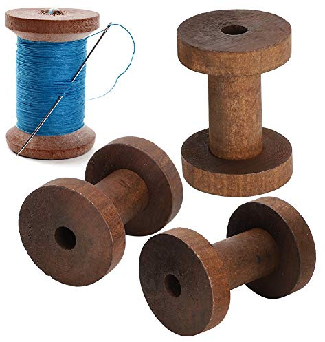 Changor Bobine di Legno per Artigianato Filo Grande 13 × 8 × 4 3 Pezzi Bobine di Legno Bobine Marrone Scuro Bobine per Artigianato Fai da Te Strumenti per Infilare Cucito