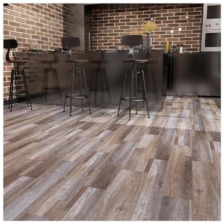 Lot de 36 dalles de sol en vinyle - Carreaux de sol autocollants - 2 mm - Imperméables - Pour cuisine et salon (5,02 m², bloc de chêne)