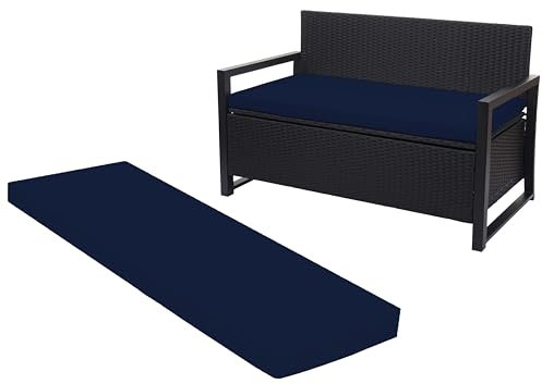 Crescent Textile 100% Waterproof Garden Bench Cushion 2/3/4 Seater Outdoor Long Bench Seat Pad for Lawn & Garden, Patio, Office, Coffee Shop with Removable Cover (4 Seater 170cm x 51cm x 5cm, Navy)