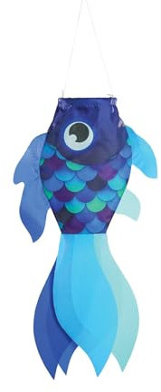 In the Breeze Windsack für Fische, 38,1 cm, farbenfroher Blauer Fischsocken, hängende Gartendekoration mit detaillierten Grafiken