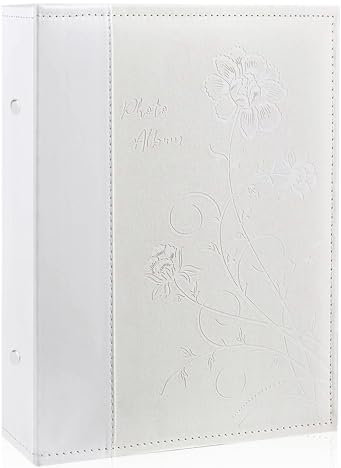 Miaikoe Fotoalbum 10x15 300 Fotos Slip in, große Kapazität Leder Cover Bilderalben hält 300 horizontale 10x15cm Landschaftsfotos für Hochzeit Familie (Weiß)