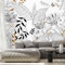 Naturempress Papier Peint Panoramique Feuilles Minimaliste Noir Et Blanc Papier Peint Intissé Tapisserie Poster Mural pour Salon Chambre Décoration Murale