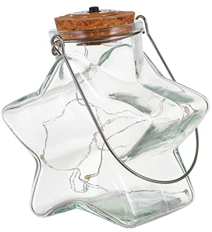 Angoily Flasche Nacht Lampe Stern Muster Jar Hängen Licht Warm Weiß für Garten Decor