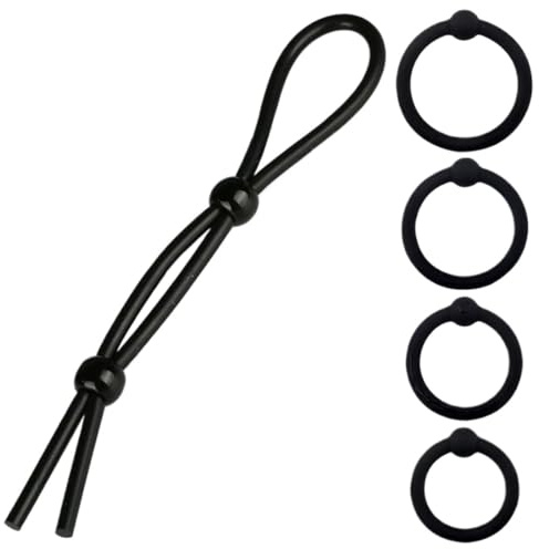 EAVUYIS Set di 4 Anelli per il in Silicone,con Corda di Bloccaggio Dello Sperma, Uomini Pleasure Ring, Anello Anelli per e Testicoli, per un'erezione più lunga e più piena