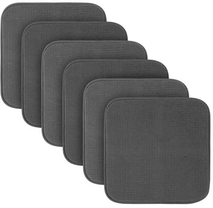 Sitzkissen (6er Pack) Stuhlkissen mit Anti Rutsch Unterseite 38cm x 38cm - Öko-Tex Zertifiziert - Sitzauflage Uni, Stuhlpolster Stuhlauflage