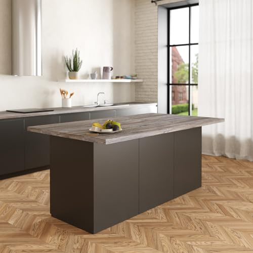 VE.CA - Île de Cuisine Erika - Couleur Anthracite - Buffet - Meuble Idéal pour une Cuisine Complète - Table à Manger - Fabriqué en Italie (Pin Gris Jackson)