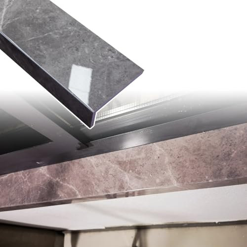 SDFVSDF Fensterbank Graue Fensterbank-Nasenabdeckung, Marmor-Stil Home Bay Fenster Kantenschutzplatte, Küche/Schlafzimmer Fensterbank Leistenschutz, Benutzerdefinierte Größe(180x10cm/70.9x3.9in)