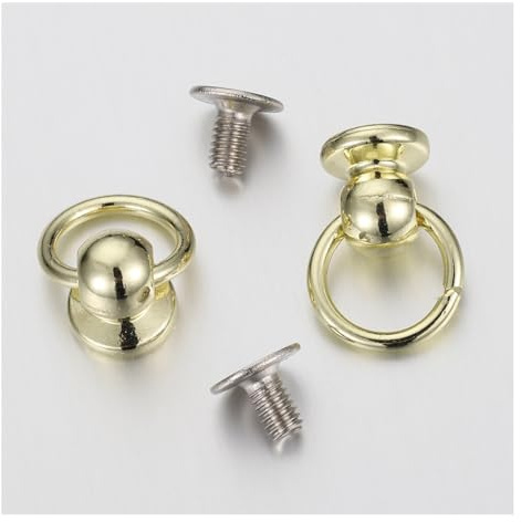 Rockreyoa Leder Nieten und Schraubnieten Set aus Messing – O-Ring Kopfschrauben mit Schraubverschluss und Zugring, Metallnieten für Tasche, Gürtel und DIY-Lederprojekte Messing Farbe 20 Stück