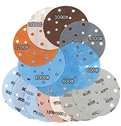 TRENTSNOOK 15pcs 6 pouces 17 trous de voiture d'émeri douileux papier de verre imperméable de 600 à 5000 grains(4000)