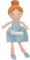 Elefantasie Stoffpuppe mit Name personalisiert weiche Kuschelpuppe zum Spielen mit aufgesticktem Gesicht Kleid hellblau