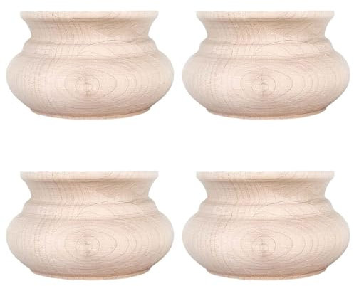 STOLMET Möbelbein aus Buchenholz Möbelfüße aus Holz Möbelfuß Unlackiert Sofa Couch Stuhl Ottomane Schrank 55 mm Höhe Rohholz 4 Stück TOE06