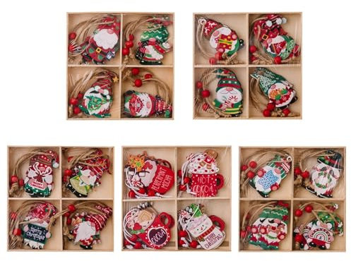 Weihnachtsschmuck aus – und Baumschmuck, Weihnachtsmann Anhänger mit Seil zum Aufhängen, perfekte Weihnachtsbaumbedarf Weihnachten Holzornamente – und Weihnachtsmann Baumschmuck