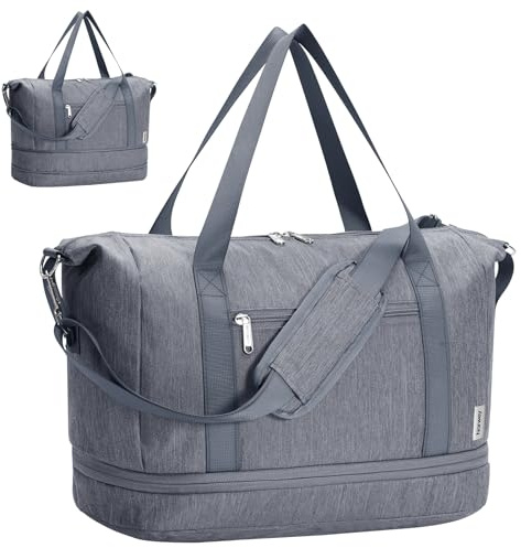 Narwey Ryanair Handgepäck 40x30x20, Sporttasche Klein Weekender Damen, Reisetasche Handgepäck Tasche Flugzeug, Easyjet Handgepäck 45x36x20, Kliniktasche Geburt Travel Bag für Herren (Grau)