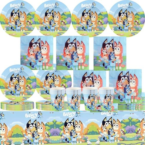 Ptydecta 51 piezas de decoración para el cumpleaños de las piezas de vajilla de fiesta para niños cumpleaños, toallas, vidrio, platos, pancartas (J)