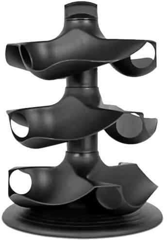 Acan Tradineur - Botellero Redondo para 9 Botellas y 3 Niveles - Fabricado en Plástico - Soporte Vertical Organizador de Botellas - Desmontable - Ø 25,5 x 34 cm - Color Negro