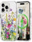 L-FADNUT Magnetic for iPhone 16 Pro Case, Compatible with Magsafe Floral Pattern Design, Clear Girly Flower Cover Slim Bumper Shockproof Protective Phone Case for iPhone 16 Pro Green