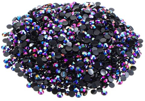Tyqour 4500 Pcs Flatback Rhinestones 3mm Black-Bottom Purple AB Flat Back Crystal Rhinestones for Crafts, Bedazzling Gems for Nail Art, Clothes, Shoes, DIY Projects
