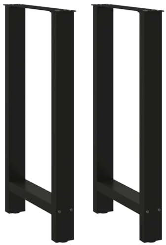 UJCHVHN Article-pieds de table basse noirs 2 pièces 40 x (90-91) cm en acier, accessoires de table, pieds de table