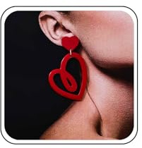 Inateannal Harz Rot Herz Baumeln Ohrringe Acryl Liebe Doppelte Herz Tropfen Ohrringe Rot Acryl Liebe Erklärung Ohrstecker Schmuck Für Frauen