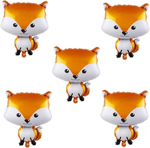 Fuchs Folienballon 5 Stück Fuchs Form Luftballons Safari Kinderluftballons Waldtiere Geburtstag Deko für Kinder Geburtstagsparty Dekorationen