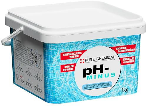 CHOSA pH Minus Pool Granulat Feinkörnig Schnelllöslich 1 kg | pH Senker, 10 g/m³ = -0,1 pH Wert, Klumpenfrei, Pools, Whirlpools, Spas, Plombierter Eimer, Natriumhydrogensulfat