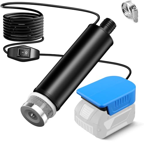 Wasserpumpe für Bosch GBA Akku 18V, Tauchpumpe Teichpumpe Ansaugpumpen Pumpe mit 4m-Kabel 30L/Min für Gartenbewässerung, Schwimmbäder, Teiche, Springbrunnen, Aquarien, Badewannen (Kein Akku)