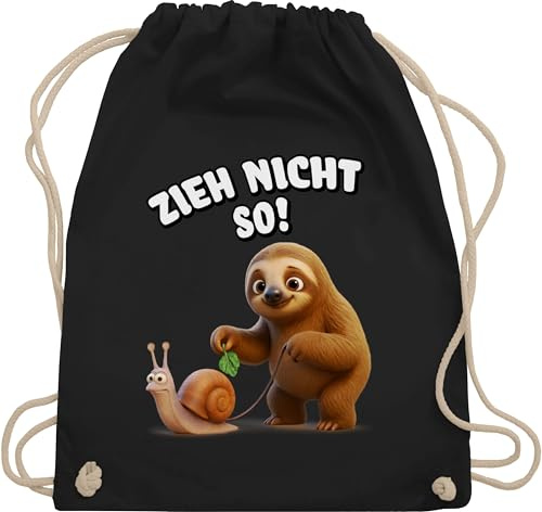 Shirtracer Turnbeutel Rucksack - Taschen - Zieh nicht so Faultier mit Schnecke I Lustiges Geschenk mit witzigen Sprüchen - Unisize - Schwarz - sloth schnecken motiv spruch geschenke und zieht