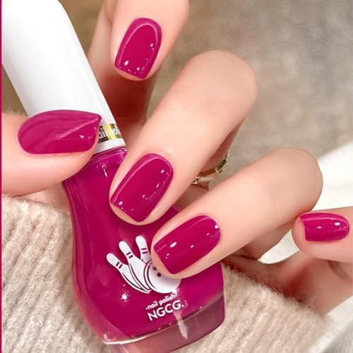 Bright Pink Nail Varnish,Hot Pink Nail Polish,Quick Dry Long Lasting Chip Resistant Nails Polish,Deep Pink Nail Varnish No Bake for DIY Manicure at Home