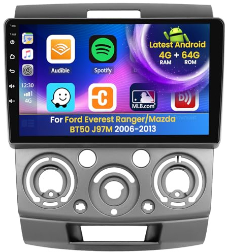 Inefala 4+64G Stereo para Ford Everest Ranger/Mazda BT50 J97M 2006-2013 Android 15 con Wireless Carplay y Android Auto, 9'' Radio Pantalla con Bluetooth 32EQ GPS FM/RDS SWC AHD Cámara Inversa