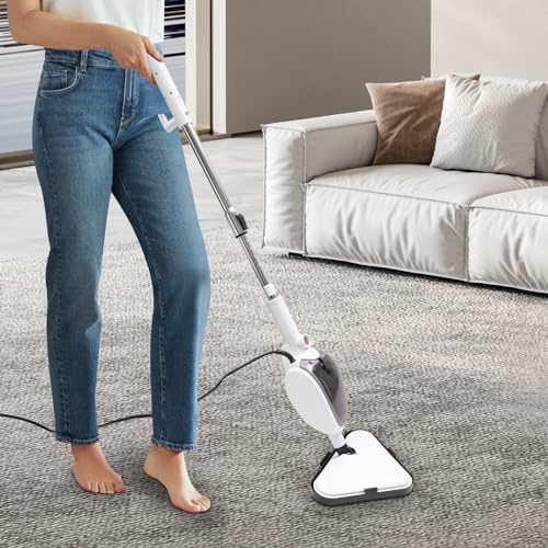 Bodenwischer Elektrisch Steam Mop, tragbarer Dampfreiniger Boden Elektrischer Wischmopp mit Mikrofaserpad, Teppichgleitern, verschiedenen Arten von Bürstenköpfen, für alle Böden & Teppiche