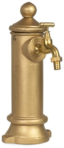 Wasserzapfsäule Gusseisen Gold 29x16x13 cm Messinghahn Vintage Standbrunnen für Garten Terrasse Deko Antikstil rustikale Wassersäule mit Wasserhahn aus Messing